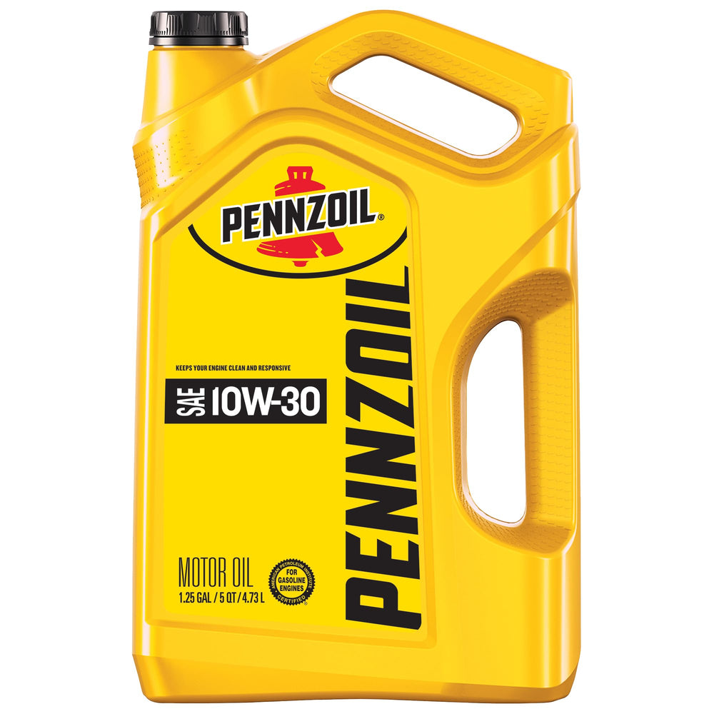 Pennzoil envase frontal 5 quart mostrando la marca y facilidad de vertido