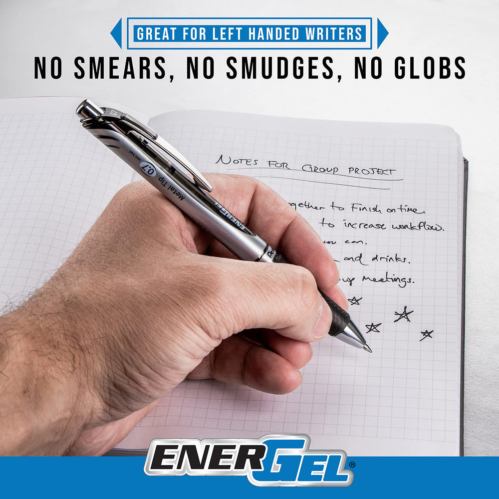 Comparación de tamaño Pentel EnerGel RTX junto a una regla, ventaja de portabilidad