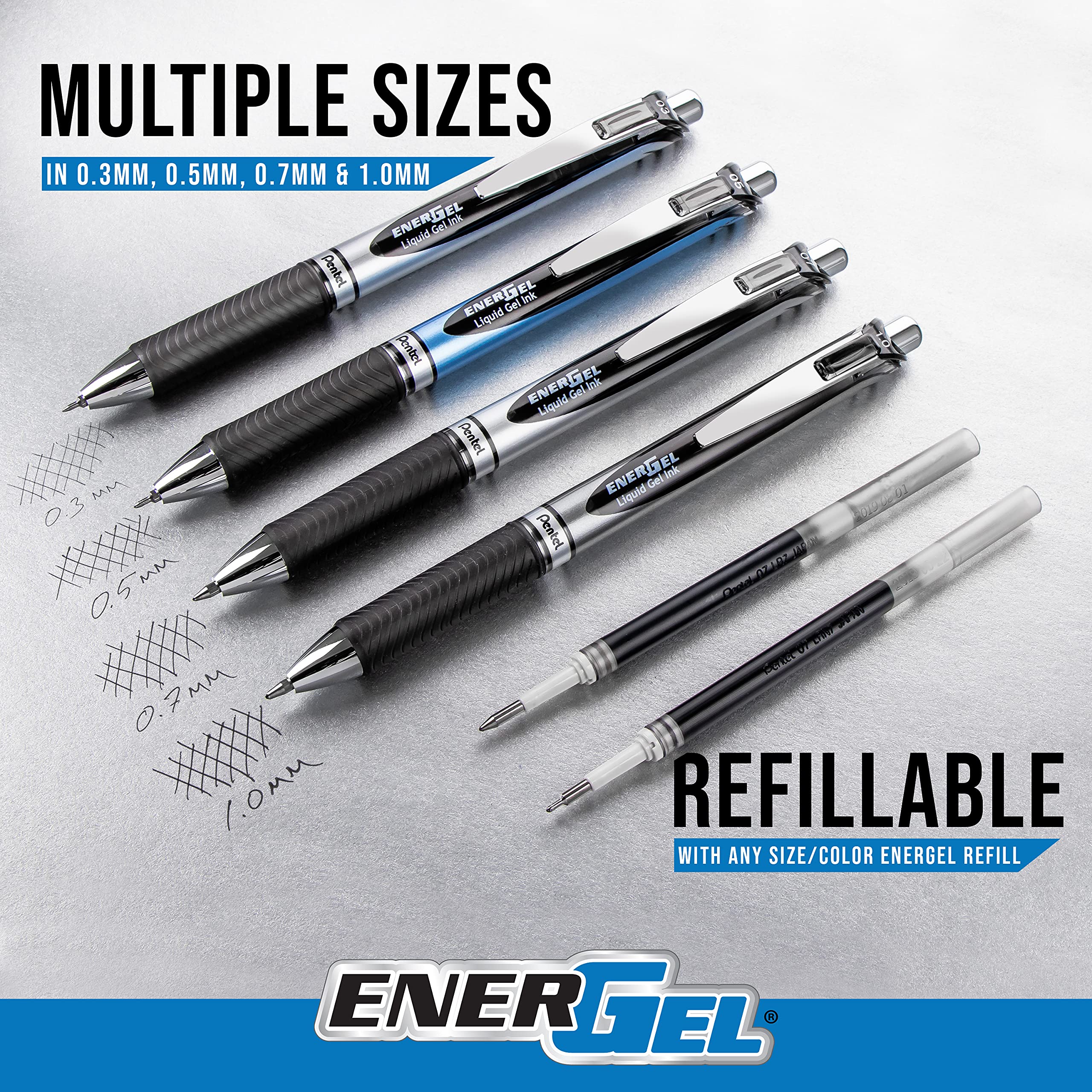 Detalle de acento metálico Pentel EnerGel RTX que aporta aspecto profesional