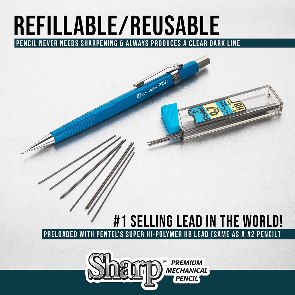 Comparación de tamaño con una mano para ver la escala del Pentel Sharp amarillo