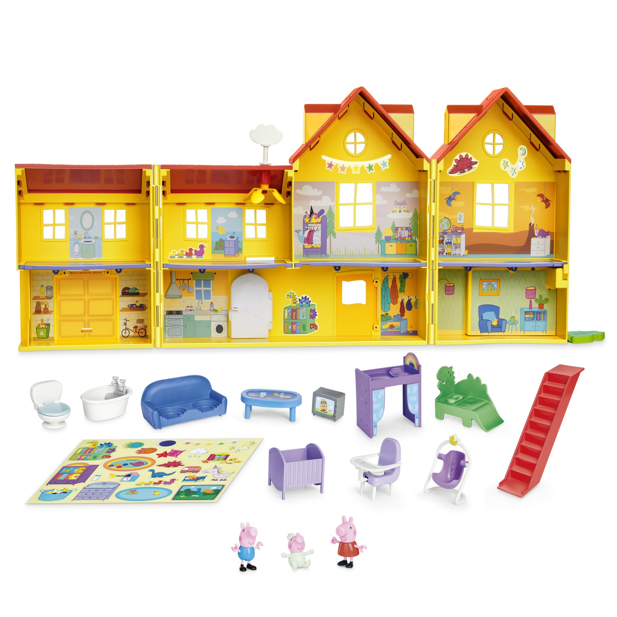 Peppa Pig casa frontal abierta mostrando habitaciones y juego