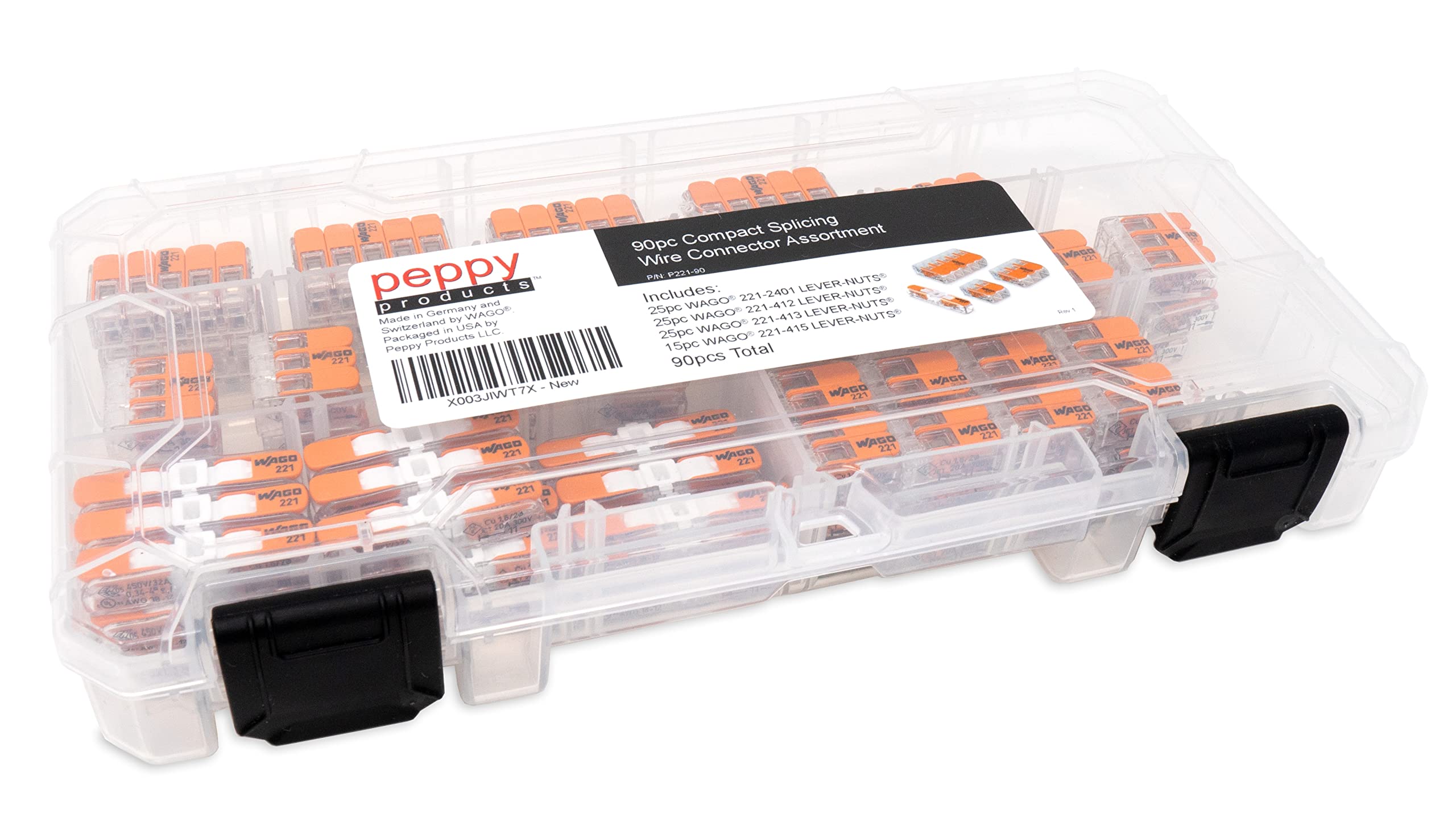 Peppy Products WAGO 221 comparación de tamaño con dedos, confirma escala práctica