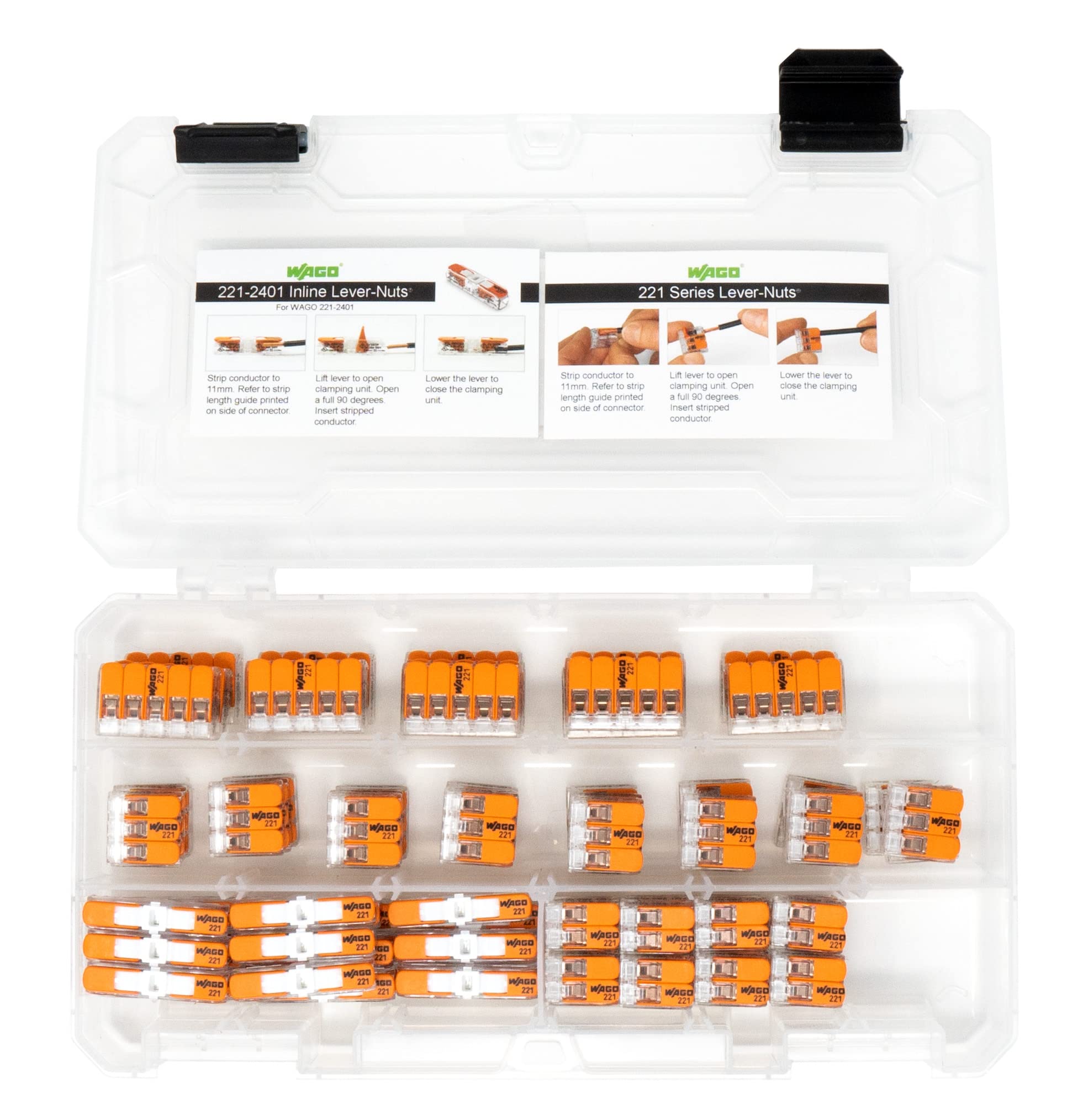 Peppy Products WAGO 221 estuche con compartimentos, organización profesional en obra