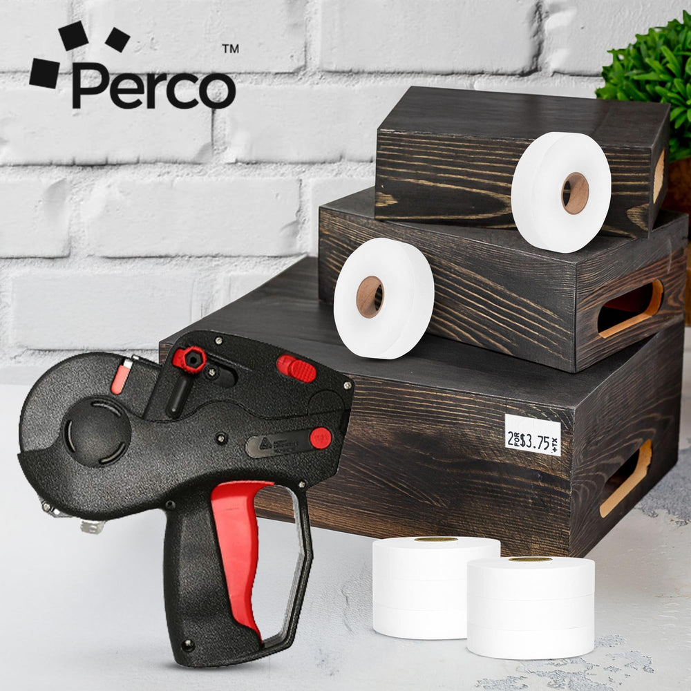 Perco labeled products on a retail shelf improving organization and pricing