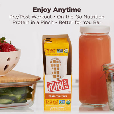 Perfect Bar etiqueta con lista de ingredientes limpios y superalimentos