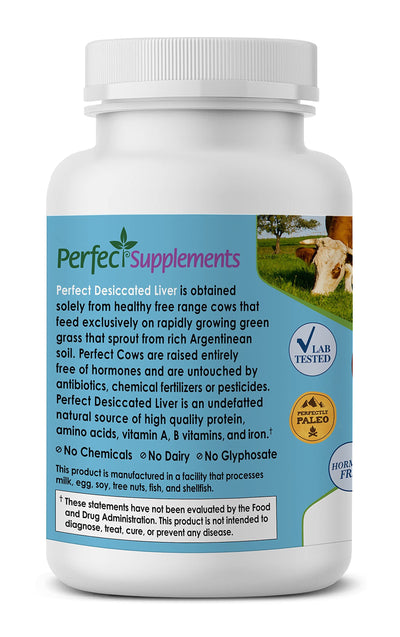 Perfect Supplements etiqueta con información nutricional y garantías de calidad