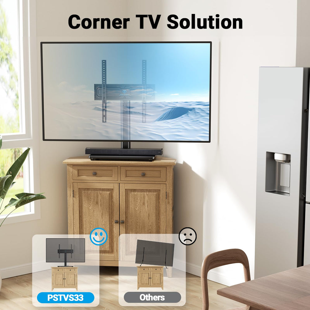 PERLESMITH televisor montado en el soporte en sala, mejor ángulo y organización de cables
