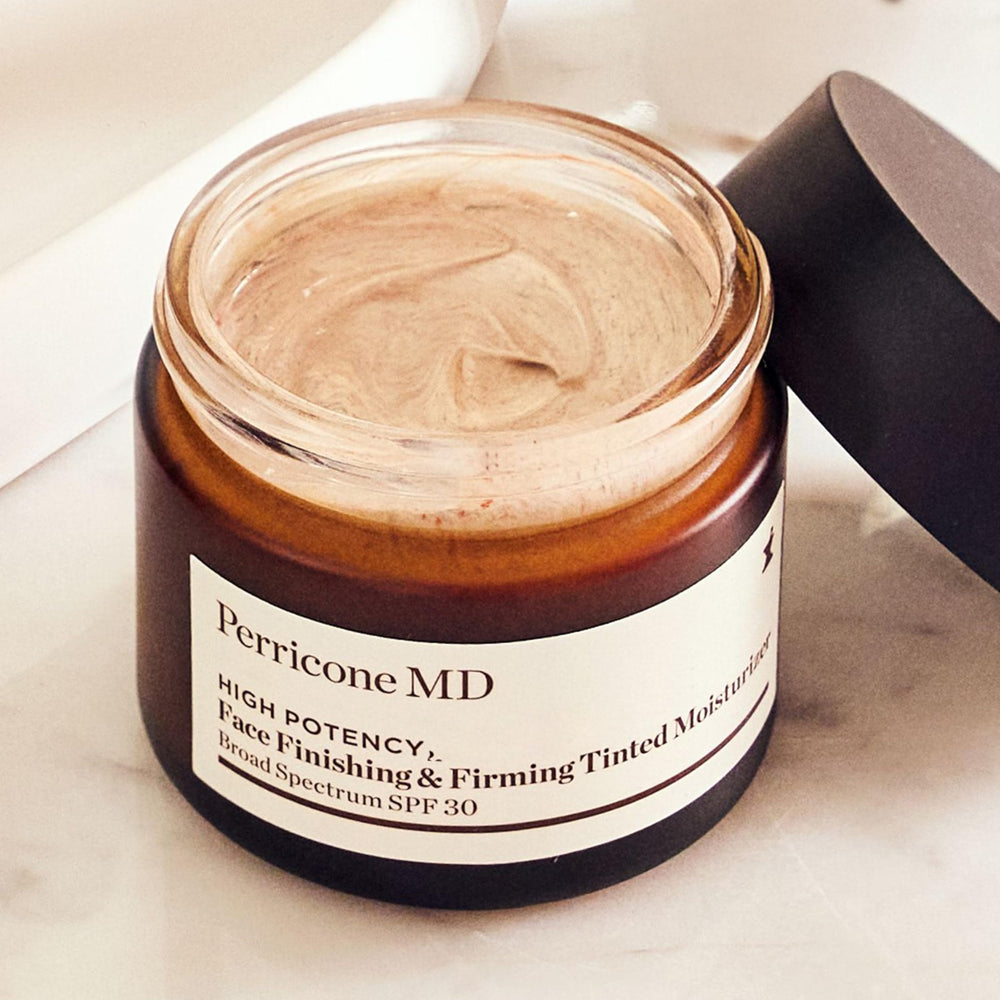Perricone MD in a bathroom morning routine scene conveying effortless glow