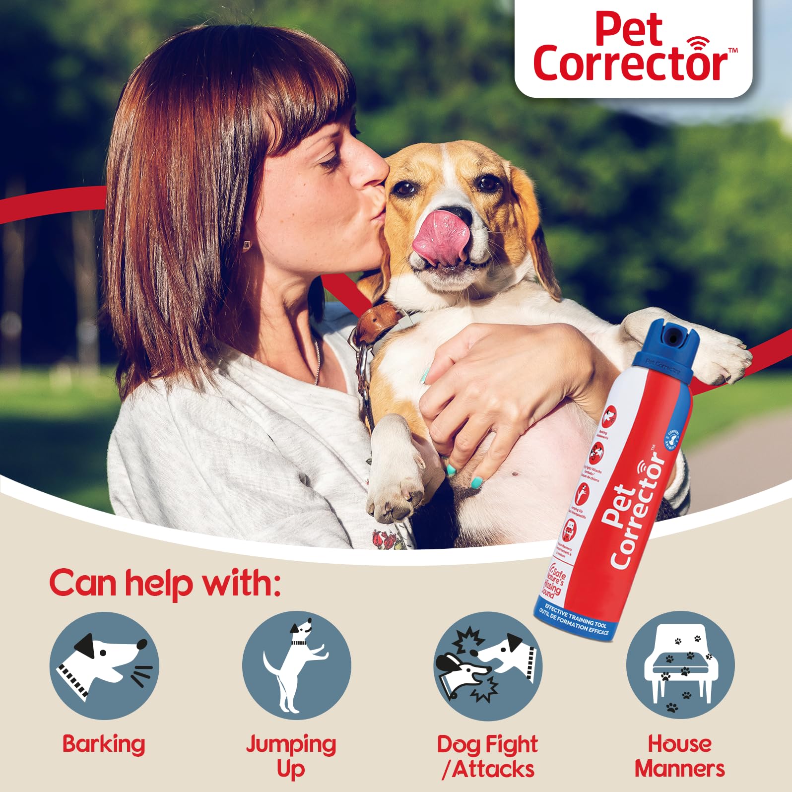 Pet Corrector primer plano de la boquilla indicando uso seguro
