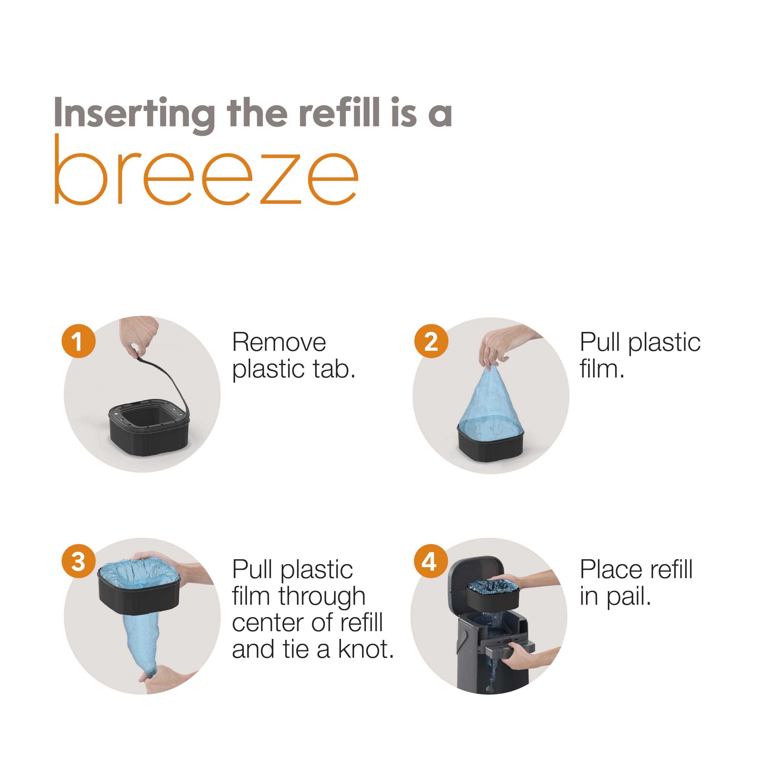 Pet Genie etiqueta informativa con compatibilidad y materiales del refill