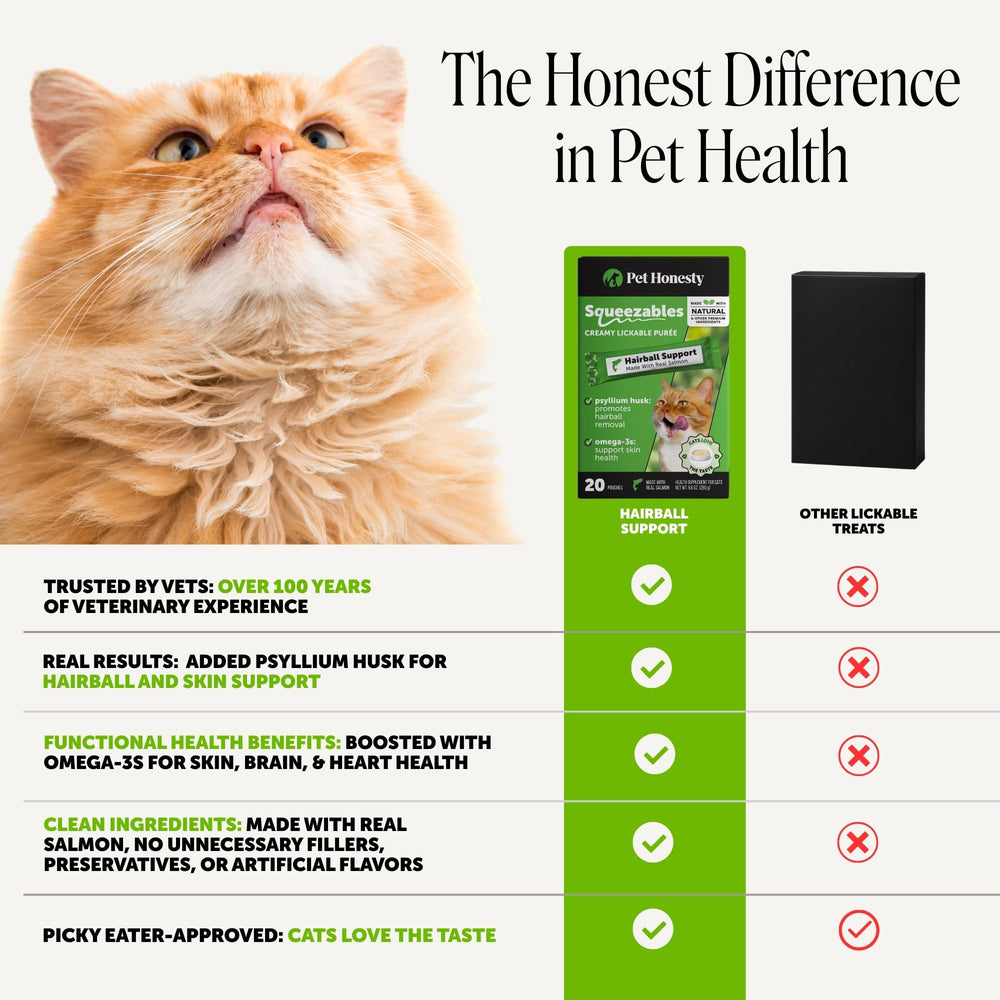 Pet Honesty comparación de tamaño del sobre junto a una mano para escala