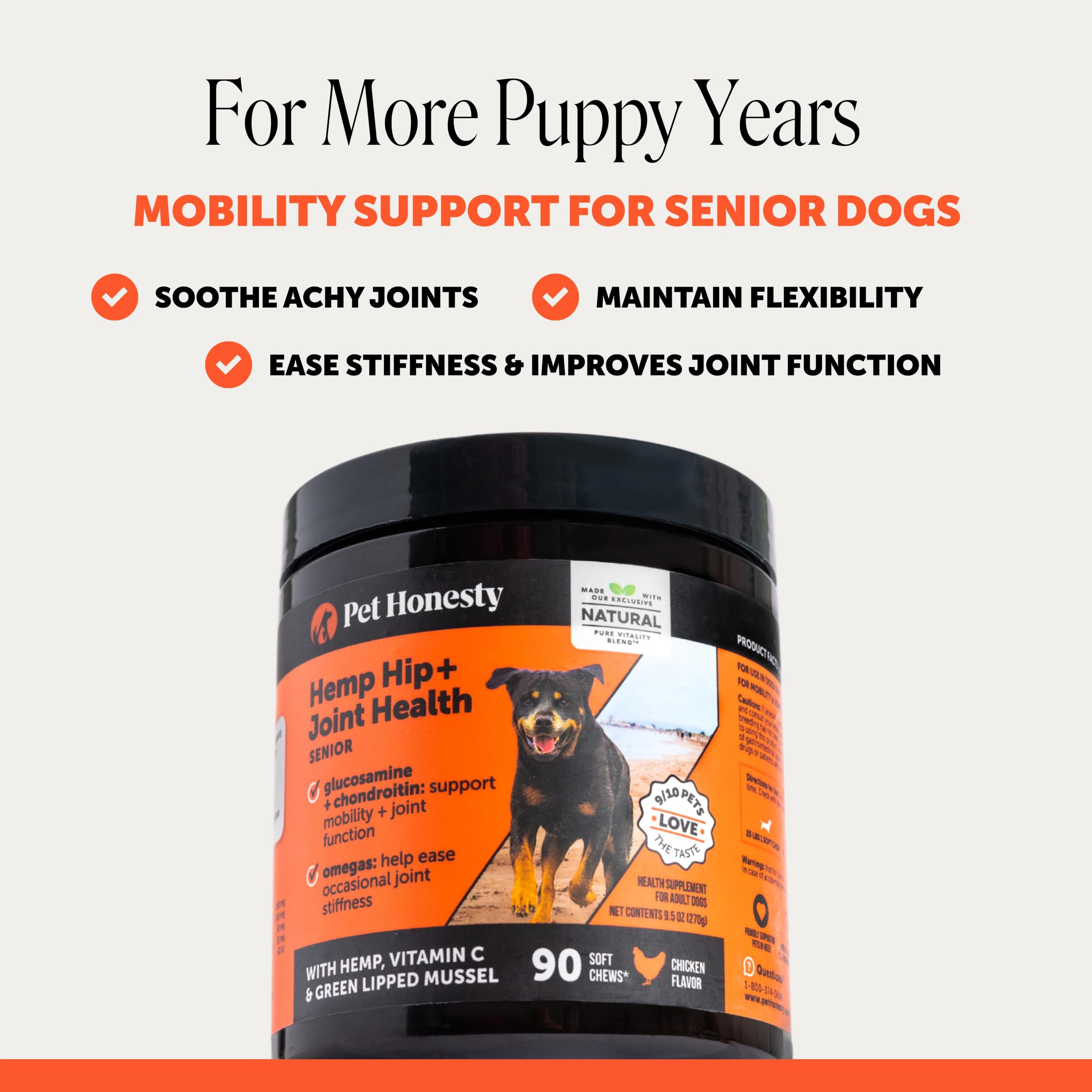 Pet Honesty primer plano del comprimido que revela textura masticable y digestión fácil