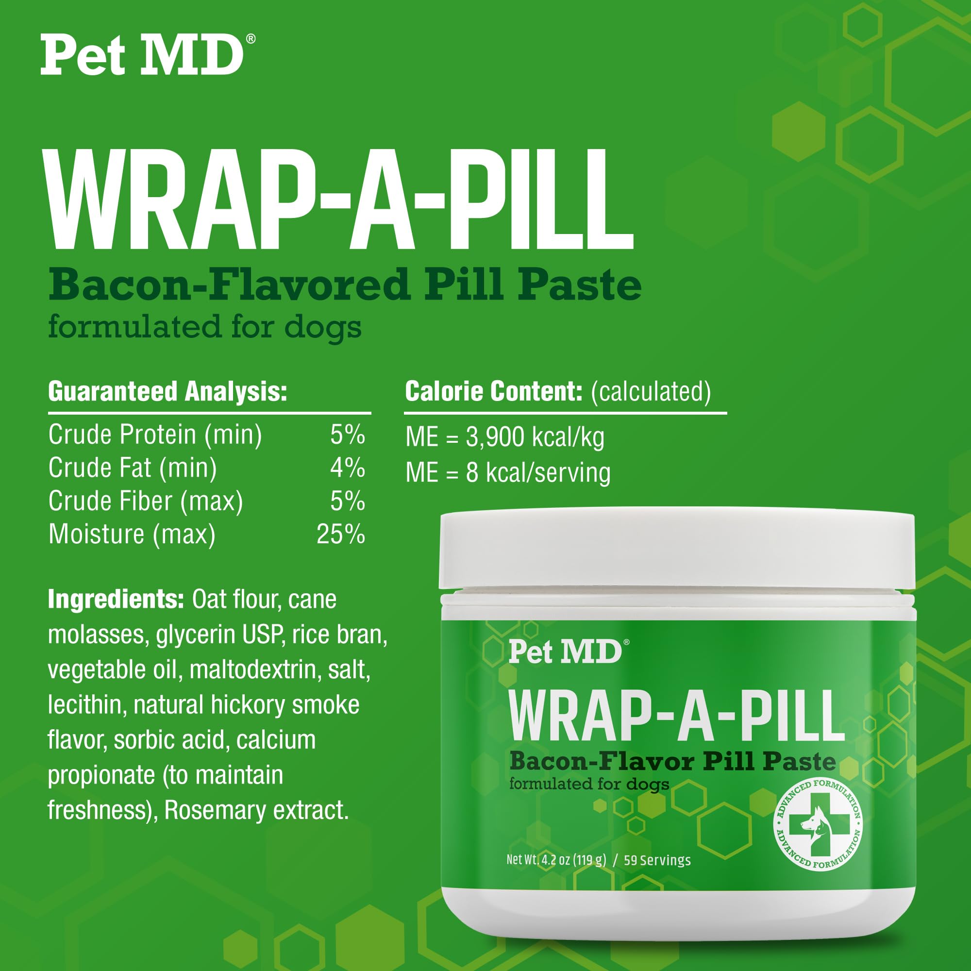 Pet MD perro aceptando la pasta con pastilla, reduce estrés