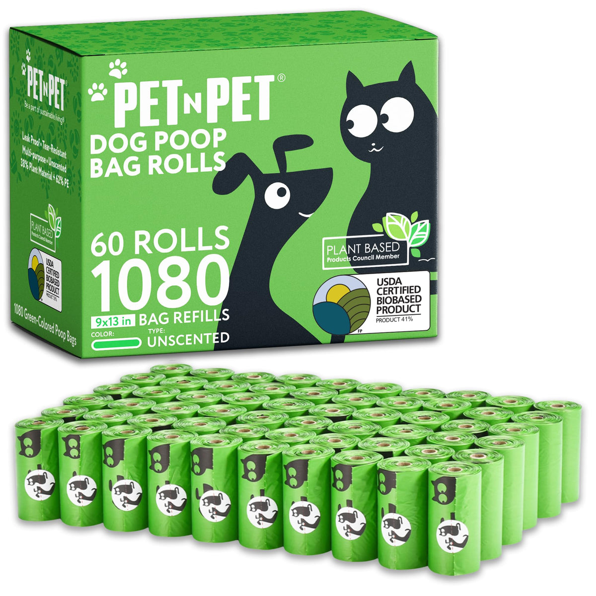 PET N PET paquete frontal mostrando 1080 bolsas y ahorro por unidad