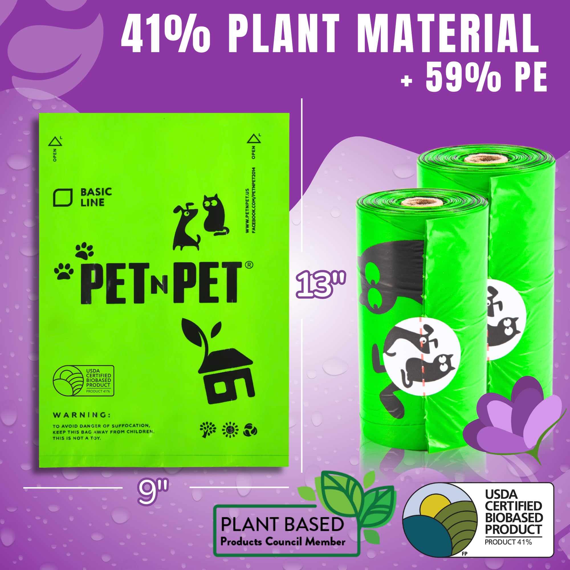 PET N PET rollo desenrollado con bolsas listas para dispensar