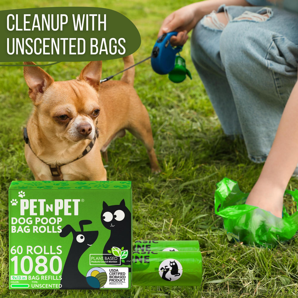 PET N PET bolsa en uso durante paseo demostrando limpieza sencilla
