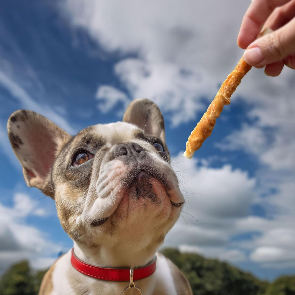 Dog enjoying Pet 'n Shape twist demonstrating satisfaction and bonding reward