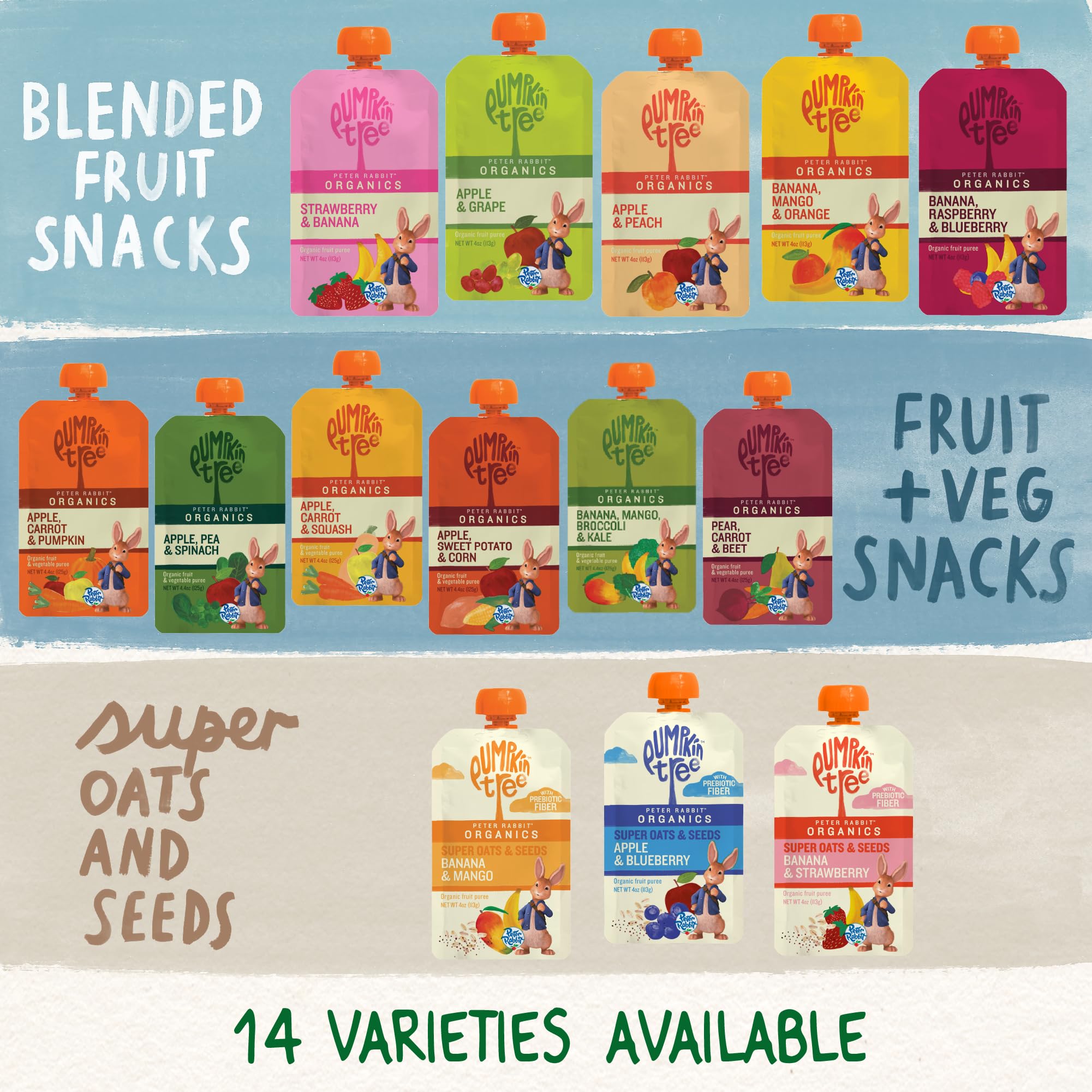 Pumpkin Tree Peter Rabbit Organics pack dentro de una mochila lista para llevar