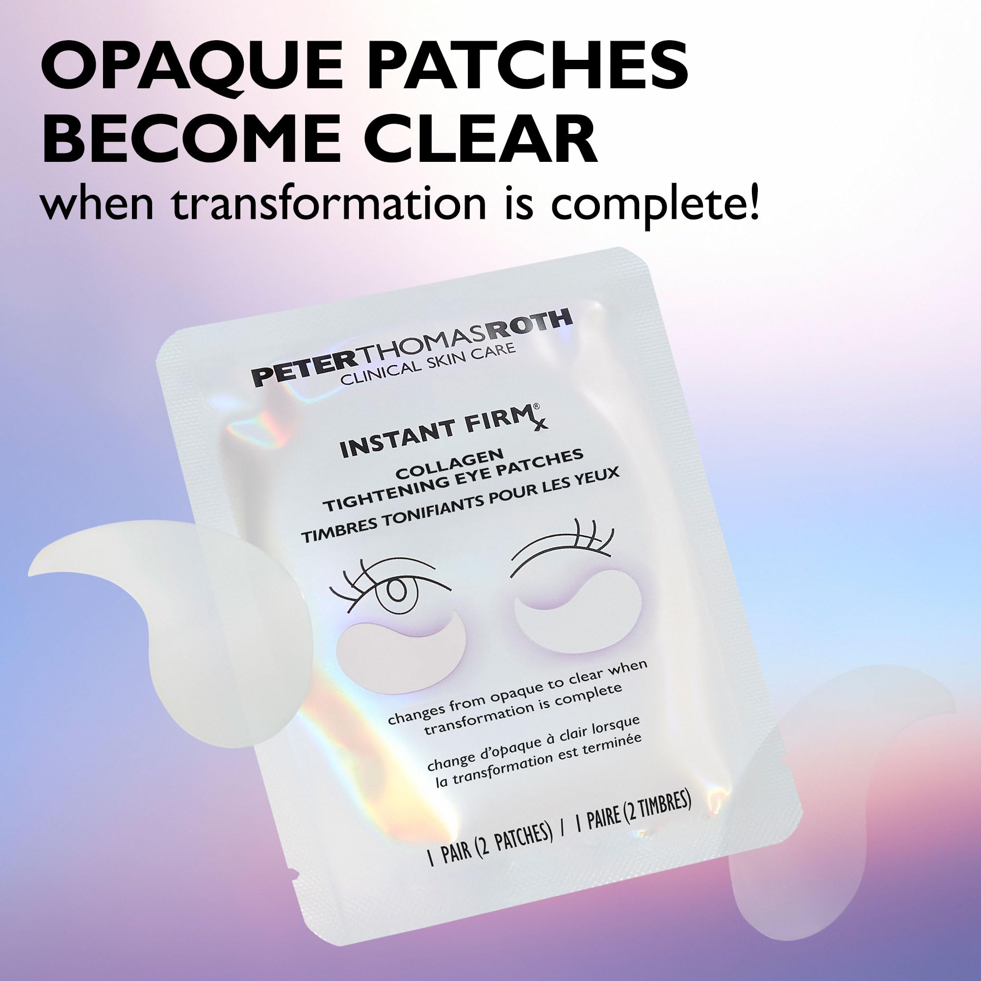 Peter Thomas Roth parche aplicado bajo el ojo reduciendo hinchazón visual