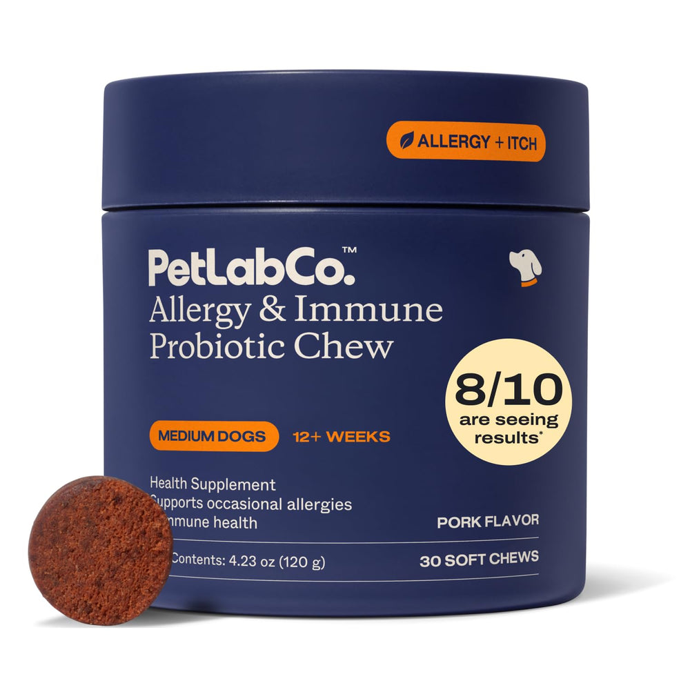 PetLab Co. front packaging showing product name and monthly supply benefit