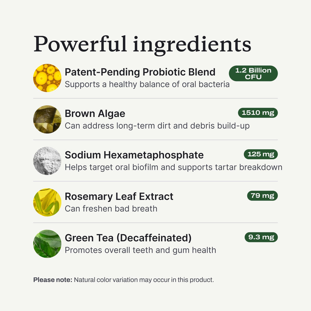 PetLab Co. ProBright label close-up with ingredients panel, showing transparency and sourcing