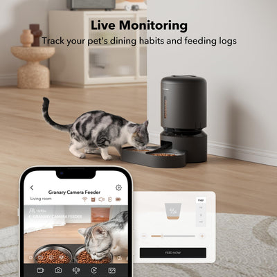 PETLIBRO app on smartphone illustrating remote schedule control and alerts
