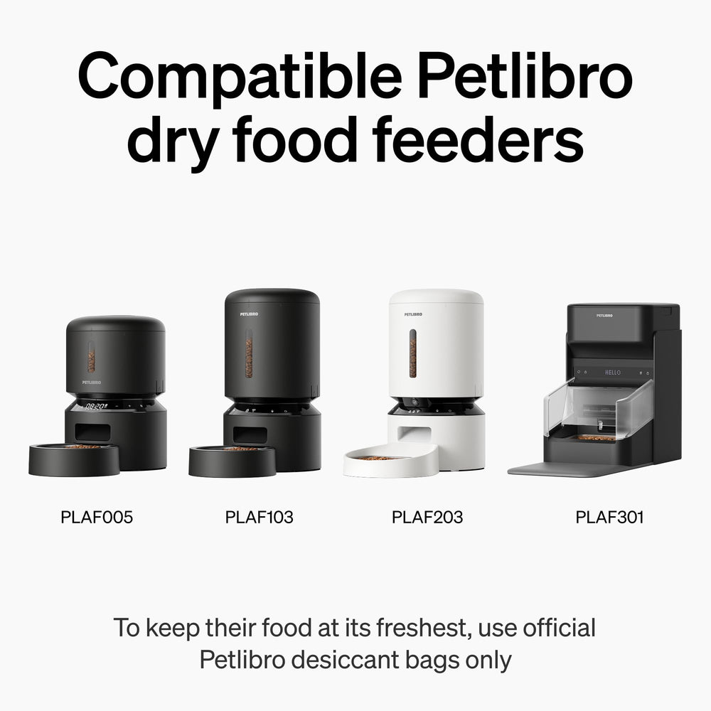PETLIBRO sobre desecante cerrado en primer plano ayuda a mantener seco el alimento