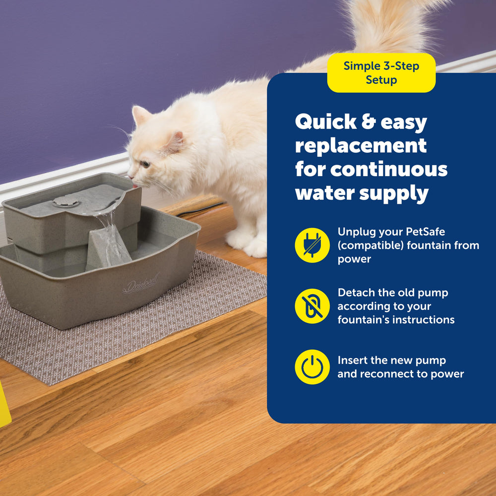 PetSafe pump next to ruler to show compact size for easy fitting benefit
