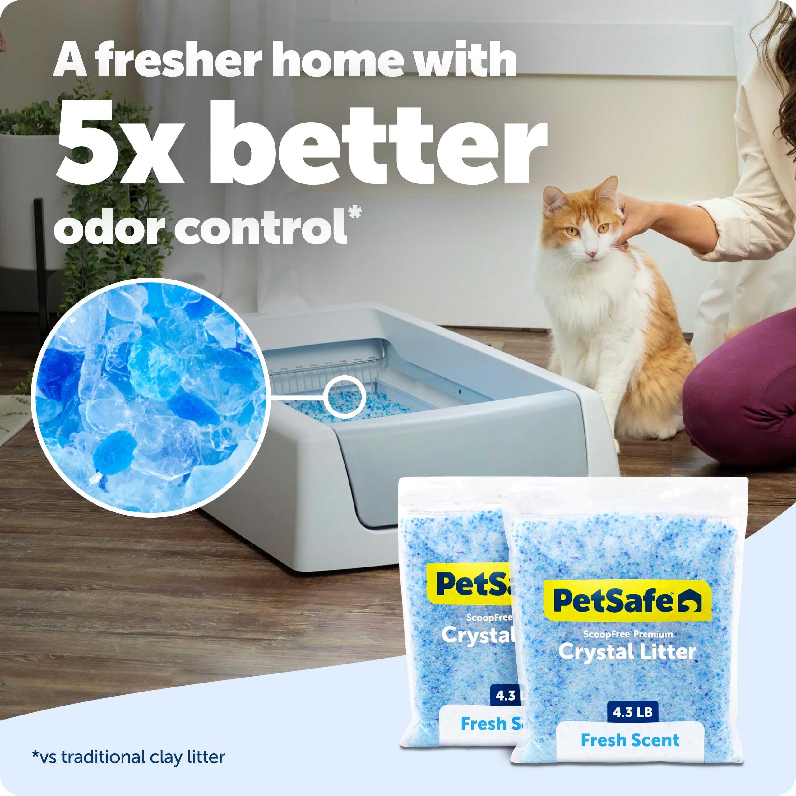PetSafe cristales de sílice en primer plano que muestran textura absorbente