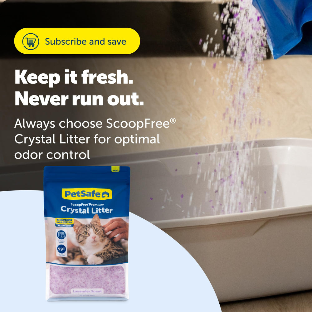PetSafe residuos sólidos secos en arena cristal, control de olores visible