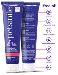 petsmile primer plano de textura cremosa que destaca fórmula no abrasiva y aceptación