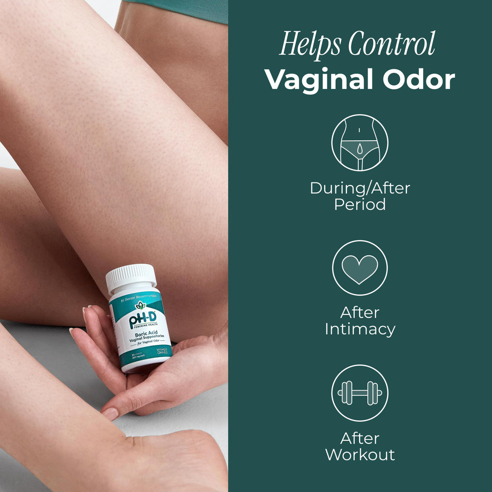 pH-D Feminine Health supositorio en primer plano que demuestra formato y dosificación
