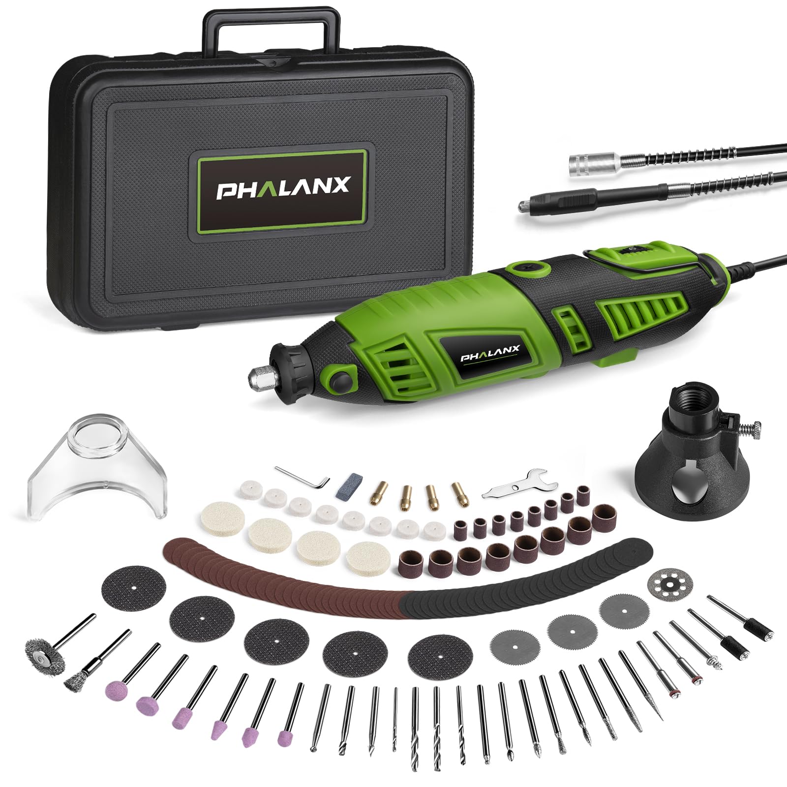 PHALANX vista frontal de la herramienta rotatoria con diseño ergonómico y control eficiente