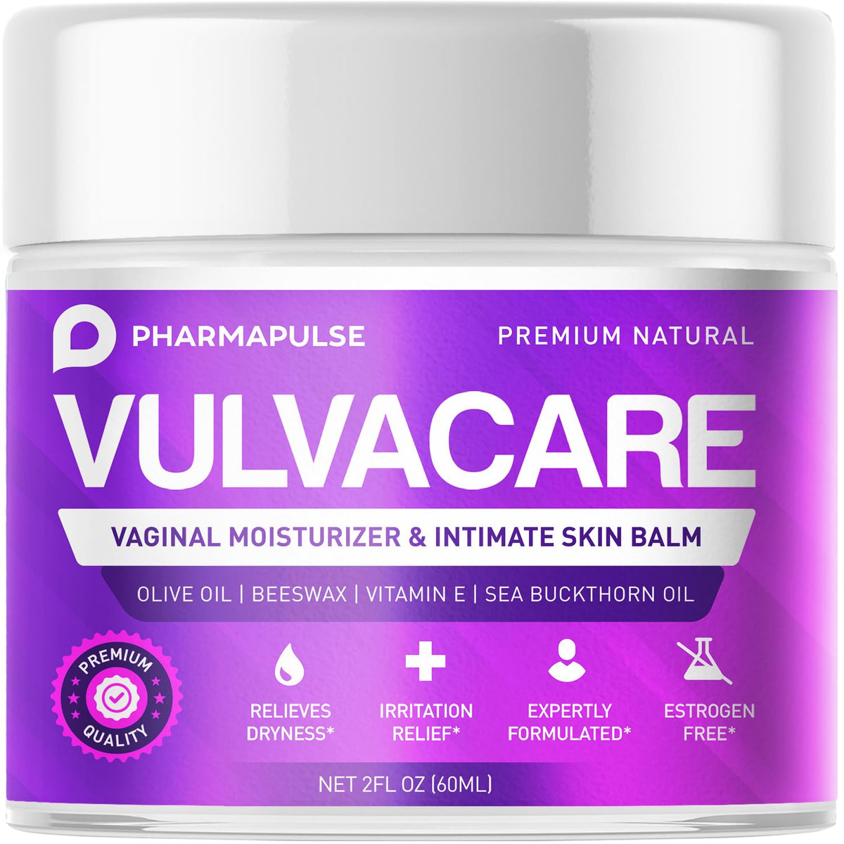 Pharmapulse frasco frontal mostrando diseño y tamaño para uso íntimo