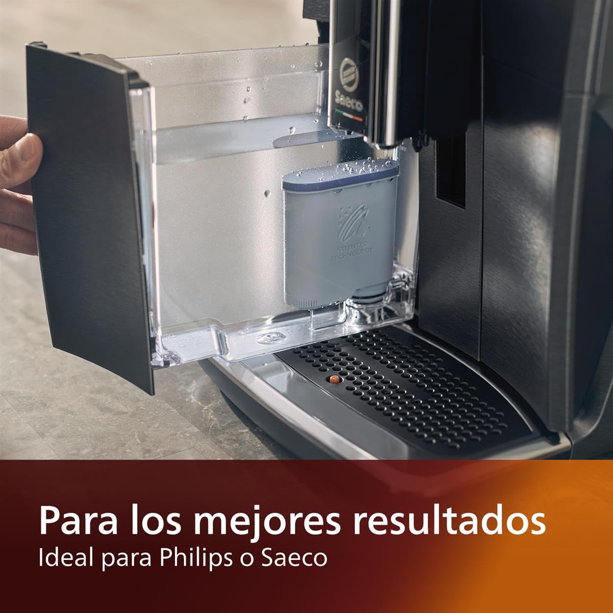 Philips AquaClean etiqueta con código CA6903/10 y certificación Philips visible