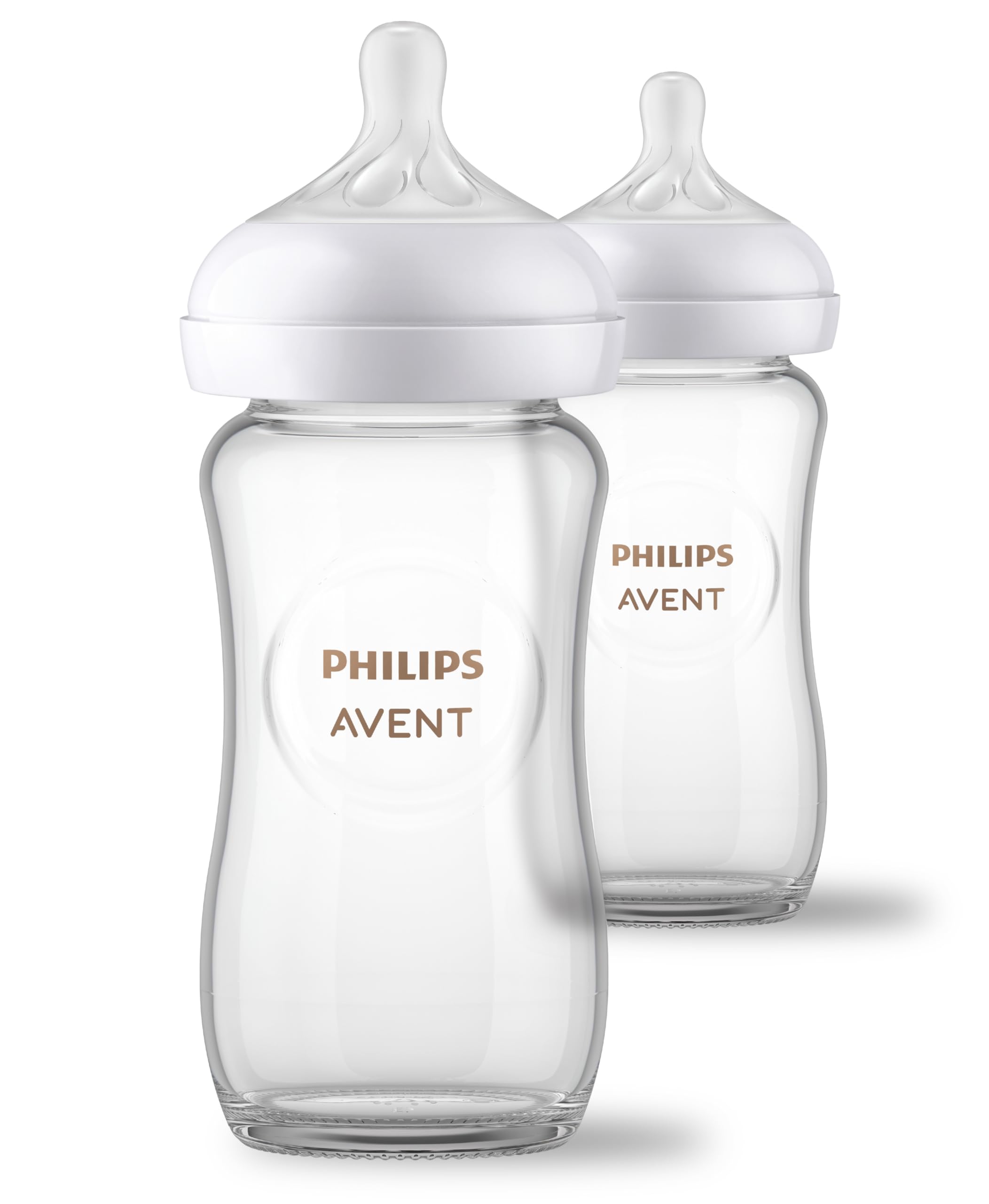 Philips Avent biberón frontal mostrando diseño y capacidad fácil de sujetar