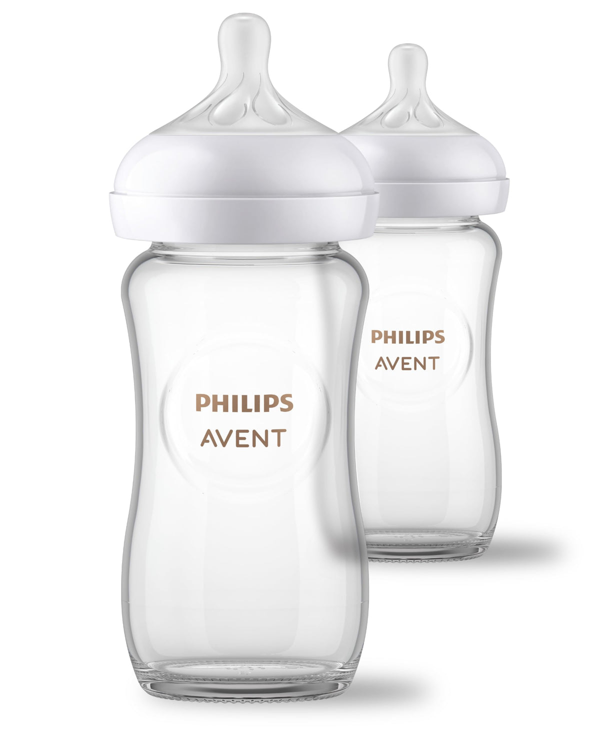 Philips Avent biberón frontal mostrando diseño y capacidad fácil de sujetar
