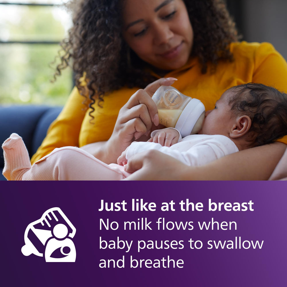 Philips Avent boca ancha mostrando fácil rellenado y limpieza