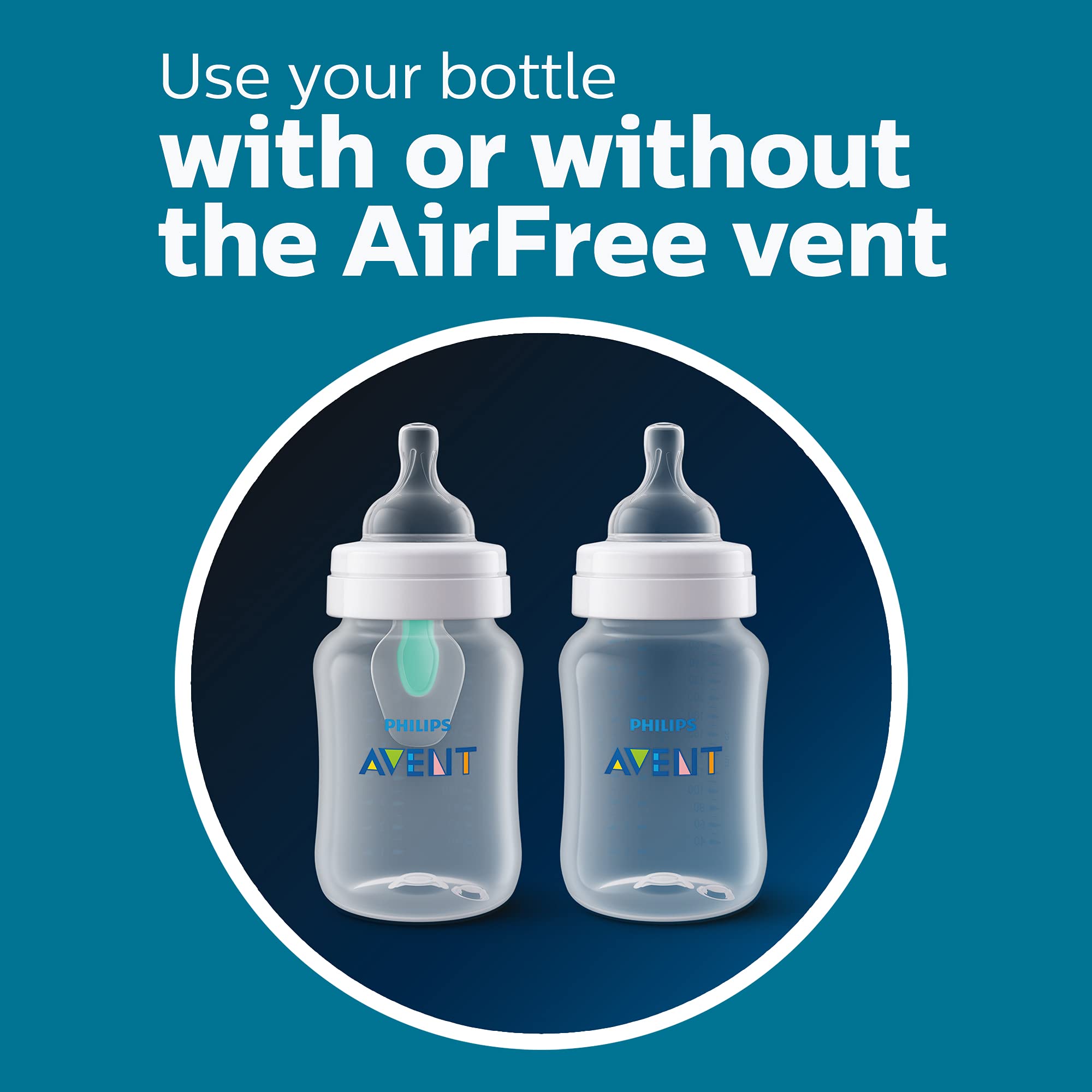 Philips Avent bottle in feeding scene with baby showing comfortable, uninterrupted feeds