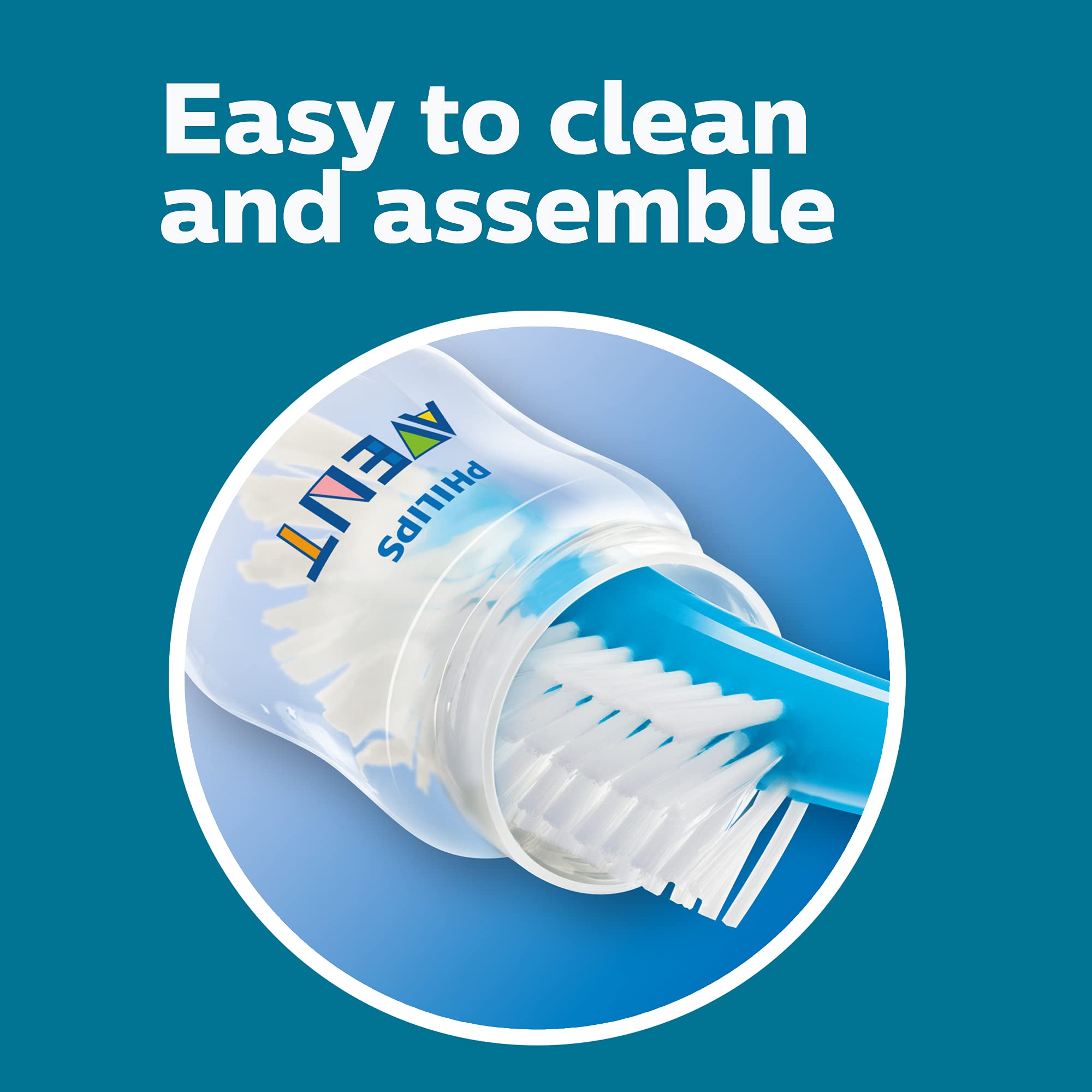 Philips Avent bottle held in adult hand showing 11 oz scale and ease of handling