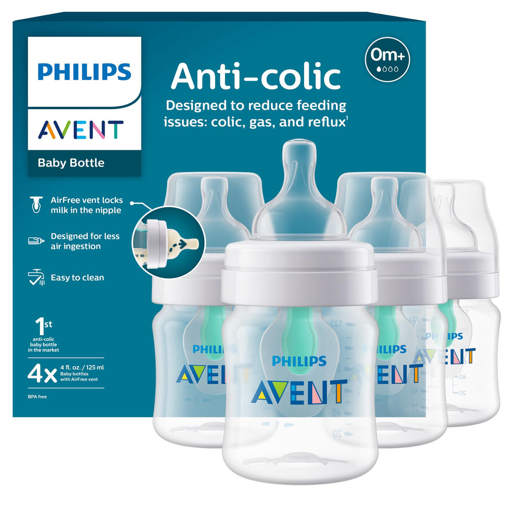 Philips Avent vista frontal del biberón mostrando su forma ergonómica y beneficio práctico