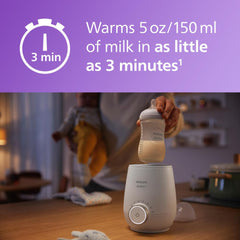 Philips Avent open top with bottle inside demonstrating easy loading benefit