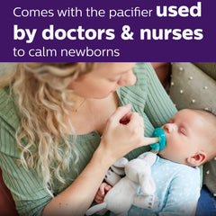Philips Avent detalle del chupete Soothie destacando su forma clínica y seguridad
