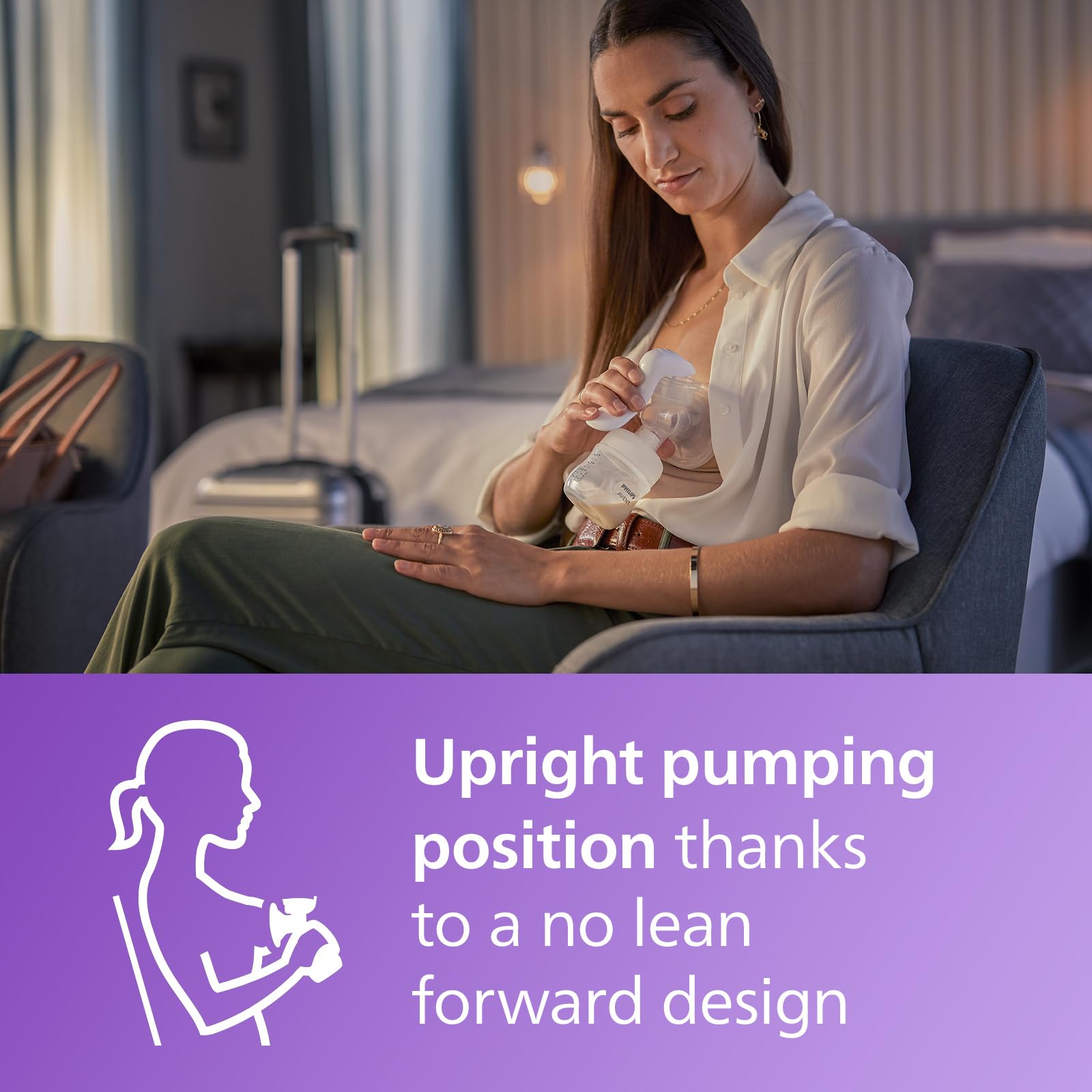 Philips Avent comparación de tamaño junto a teléfono para referencia de portabilidad