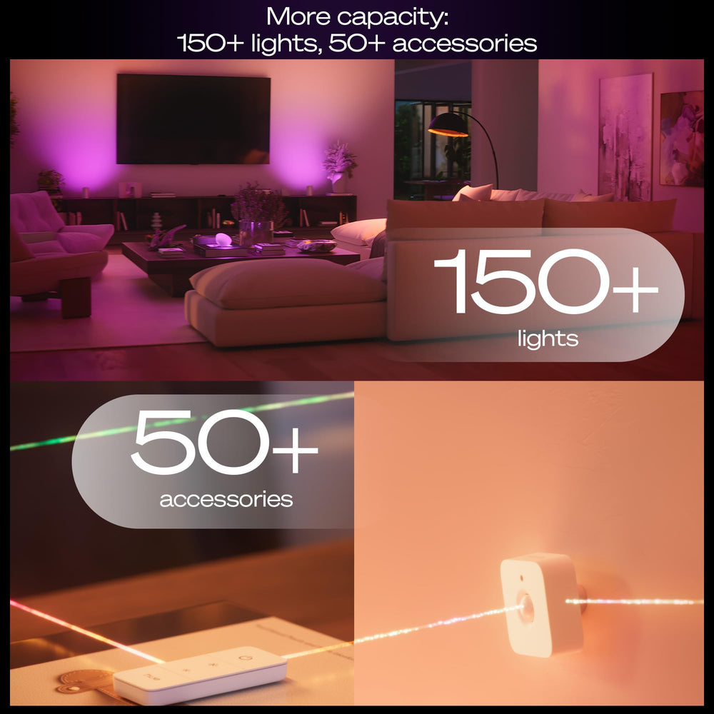Philips Hue Bridge Pro during smartphone setup showing easy integrations benefit