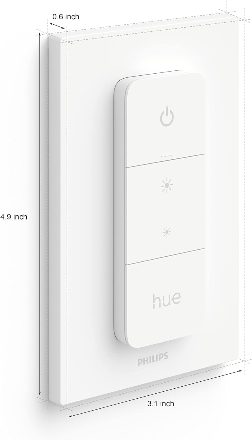 Philips Hue comparación de tamaño en mano, control portátil