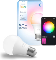 Philips Hue bombilla frontal mostrando diseño moderno y control inteligente