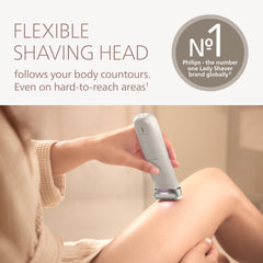 Philips detalle del cabezal flexible que sigue las curvas para afeitado cómodo
