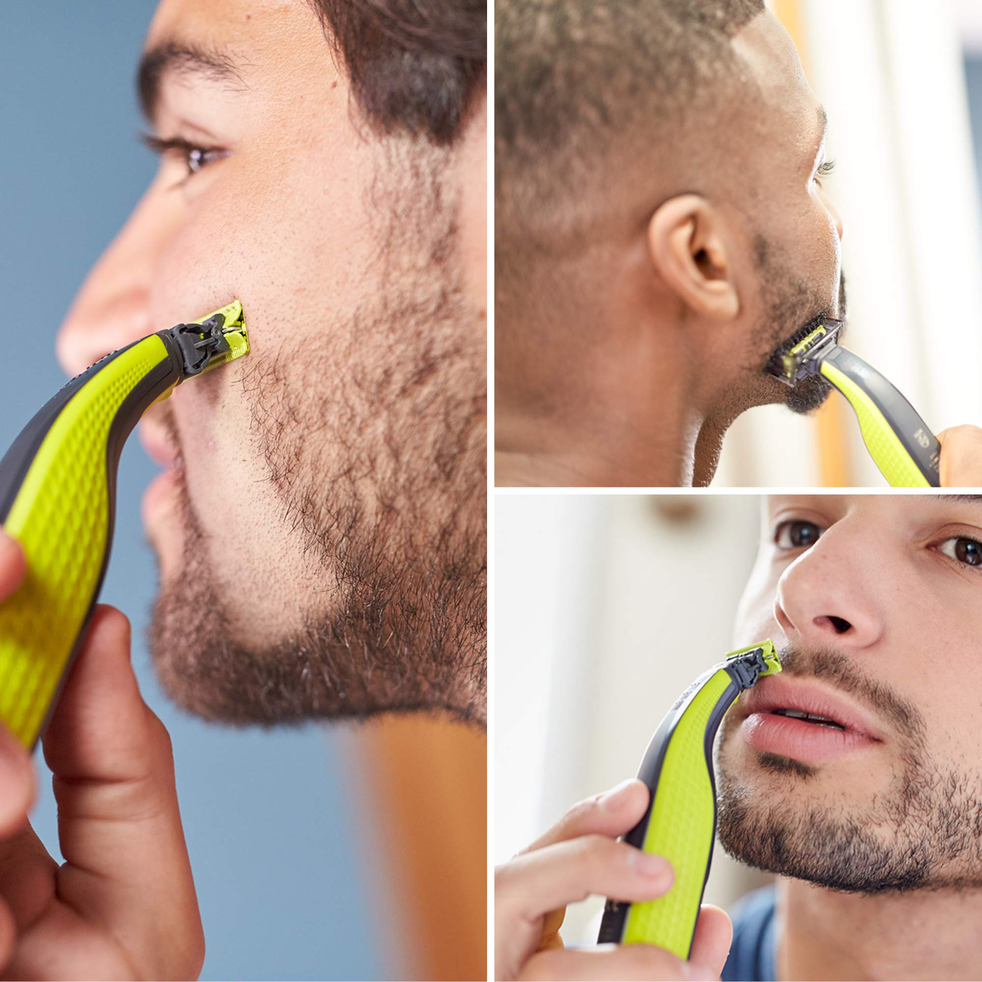 Philips OneBlade QP2520 recortando barba para líneas precisas y acabado limpio