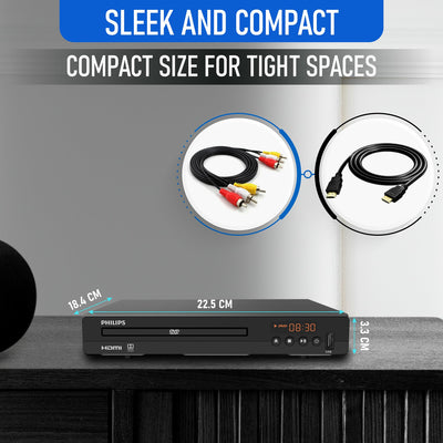 PHILIPS box with included HDMI and RCA cables for out-of-the-box readiness